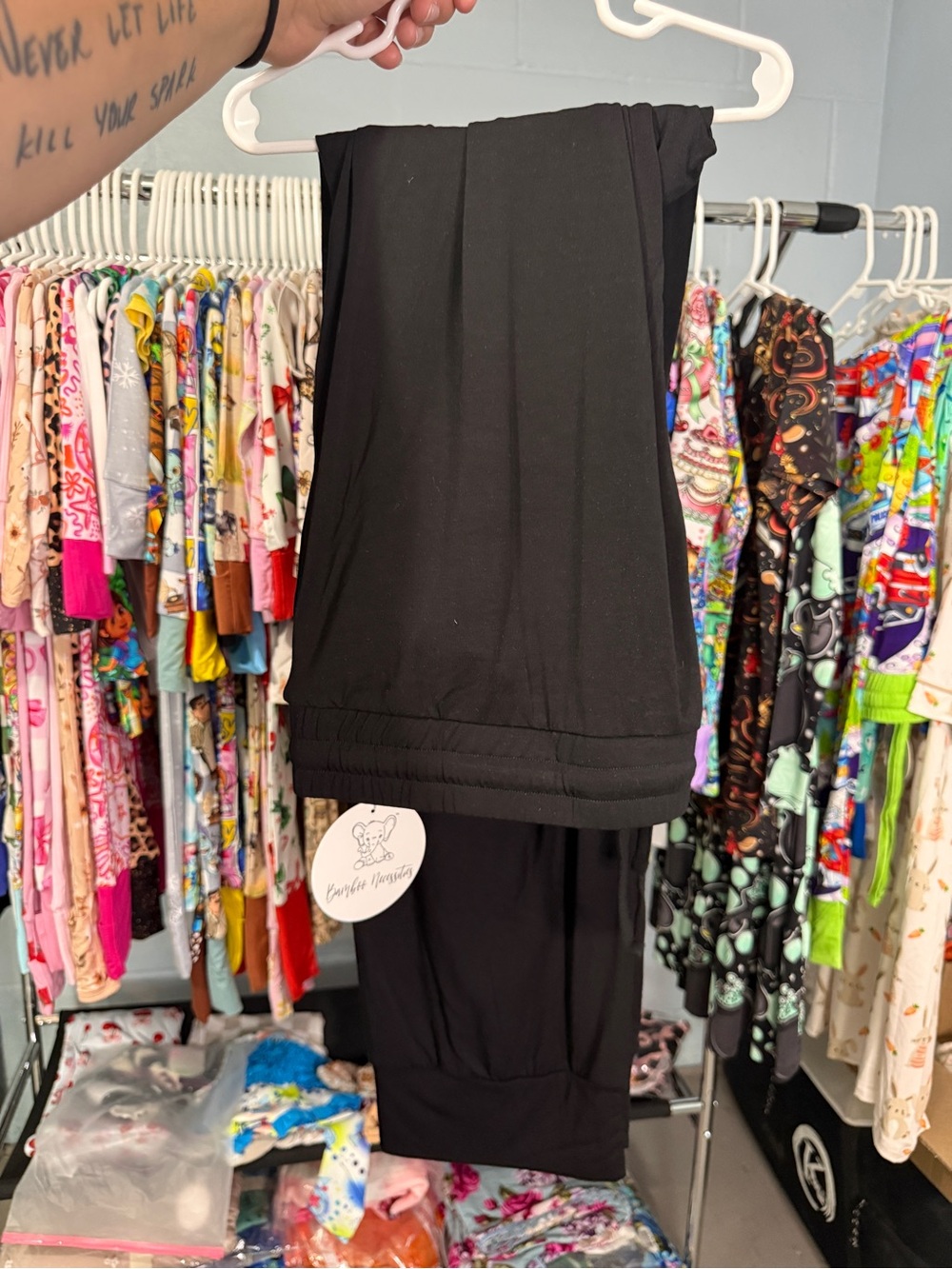 Solid Black Mom Joggers - 3x